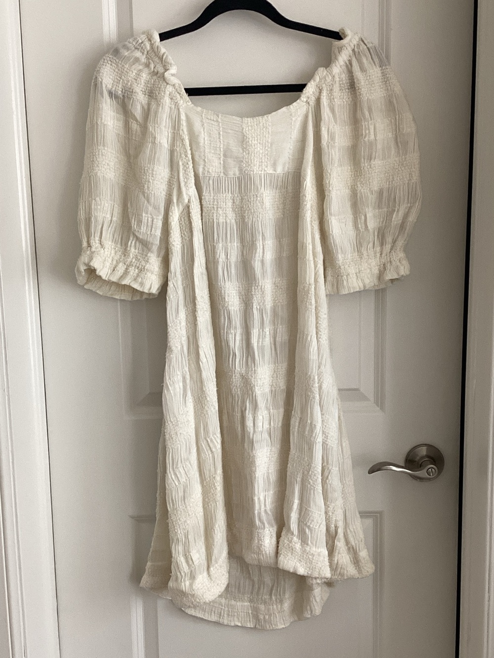 Free People Cream Puff-Sleeve Mini Dress